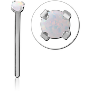 TITANIUM STRAIGHT PRONG SET 2 MM JEWELLED TITANIUM NOSE STUDS WITH SYNTHETIC OPAL