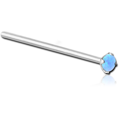 TITANIUM STRAIGHT PRONG SET 3 MM SYNTHETIC OPAL LARGE NOSE STUD 19MM