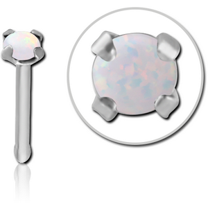 TITANIUM PRONG SET 2MM JEWELLED NOSE BONE WITH SYNTHETIC OPAL