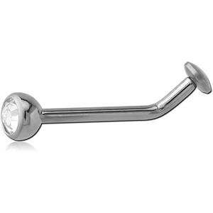 FLAT INTERNALLY THREADED TITANIUM SURFACE BARBELL WITH DISC AND JEWELLED BALL