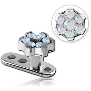 TITANIUM INTERNALLY THREADED DERMAL ANCHOR WITH TITANIUM JEWELLED ATTACHMENT - FLOWER