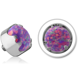 TITANIUM SYNTHETIC OPAL JEWELLED ATTACHMENT FOR 1.6MM INTERNALLY THREADED PINS -CROWN