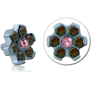 TITANIUM JEWELLED AND SYNTHETIC OPAL ATTACHMENT FOR 1.6MM INTERNALLY THREADED PINS -FLOWER