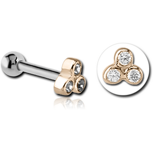 14K GOLD JEWELLED ATTACHMENT WITH TITANIUM INTERNALLY THREADED MIRCO BARBELL