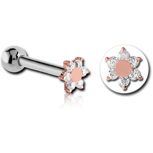 14K ROSE GOLD JEWELLED ATTACHMENT WITH TITANIUM INTERNALLY THREADED MIRCO BARBELL