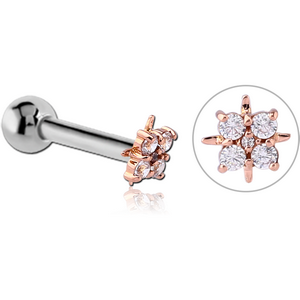 14K ROSE GOLD JEWELLED ATTACHMENT WITH TITANIUM INTERNALLY THREADED MIRCO BARBELL