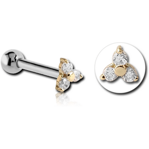 18K GOLD JEWELLED ATTACHMENT WITH TITANIUM INTERNALLY THREADED MIRCO BARBELL