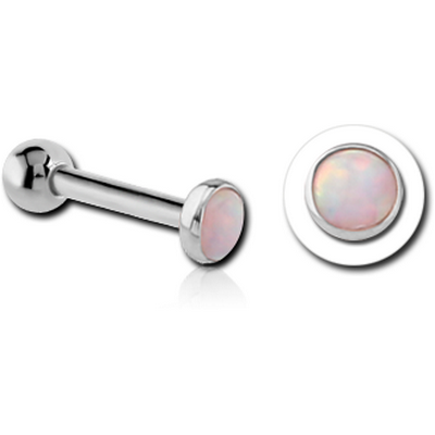 14K WHITE GOLD JEWELLED ATTACHMENT WITH TITANIUM INTERNALLY THREADED MICRO BARBELL