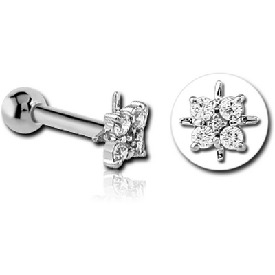 14K WHITE GOLD JEWELLED ATTACHMENT WITH TITANIUM INTERNALLY THREADED MICRO BARBELL