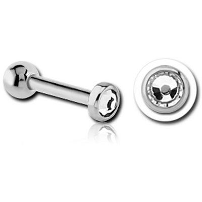 14K WHITE GOLD JEWELLED ATTACHMENT WITH TITANIUM INTERNALLY THREADED MICRO BARBELL