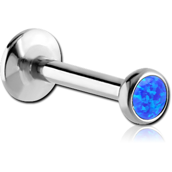 TITANIUM INTERNALLY THREADED SYNTHETIC OPAL JEWELLED DISC MICRO LABRET