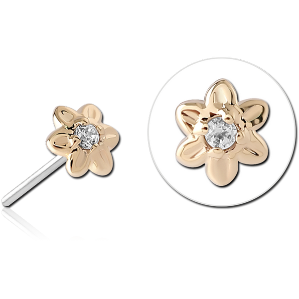 14K GOLD JEWELLED ATTACHMENT TITANIUM THREADLESS PIN