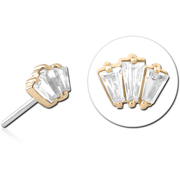 14K GOLD JEWELLED ATTACHMENT TITANIUM THREADLESS PIN