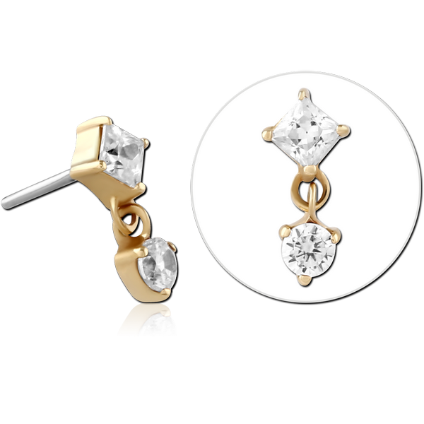 14K GOLD JEWELLED ATTACHMENT TITANIUM THREADLESS PIN