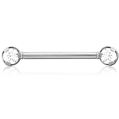 TITANIUM THREADLESS BARBELL JEWELLED NIPPLE BAR