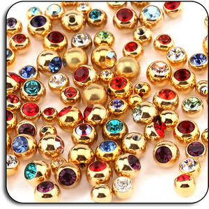 VALUE PACK OF MIX GOLD PLATED JEWELLED BALLS FOR 1.6MM - PACK OF 500 PCS