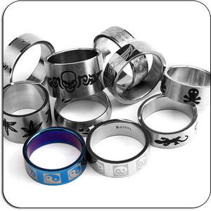 VALUE PACK OF MIX PACK OF STAINLESS STEEL MENS SIZE RINGS - PACK OF 100 PCS