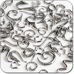 VALUE PACK OF MIX SURGICAL STEEL CLAWS AND EAR SPIRALS - PACK OF 100 PCS