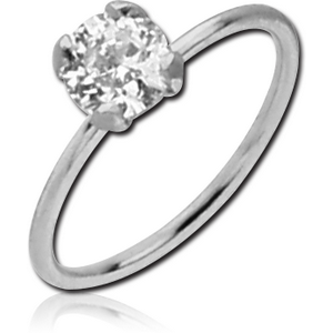 14K WHITE GOLD SEAMLESS RING PRONG SET CZ