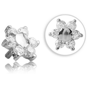 14K WHITE GOLD JEWELLED PUSH FIT ATTACHMENT FOR BIOFLEX INTERNAL LABRET - FLOWER