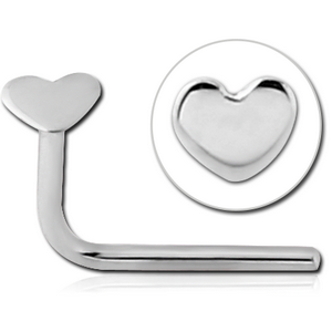 14K WHITE GOLD 90 DEGREE HEART NOSE