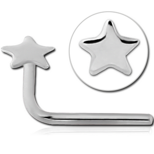 14K WHITE GOLD 90 DEGREE STAR NOSE STUD