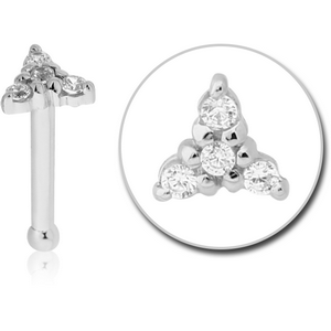 14K WHITE GOLD JEWELLED NOSE BONE - TRINITY