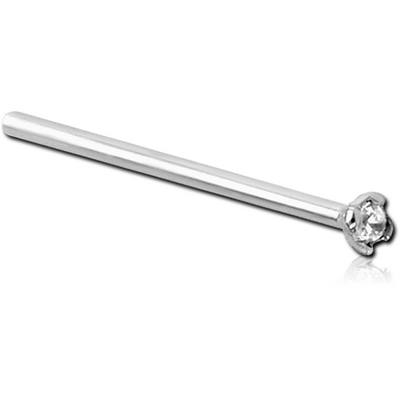 18K WHITE GOLD STRAIGHT NOSE STUD 15MM WITH 1.5MM PRONG SET DIAMOND