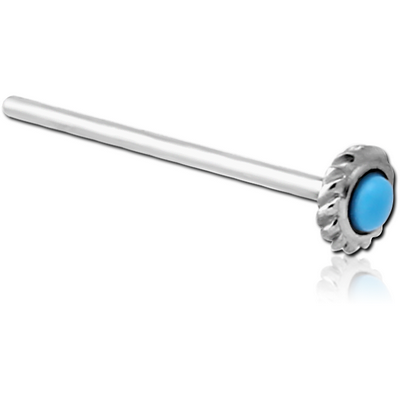 18K WHITE GOLD JEWELLED STRAIGHT NOSE STUD