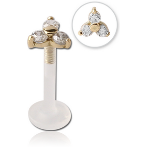 BIOFLEX INTERNAL LABRET WITH 18K GOLD JEWELLED ATTACHMENT