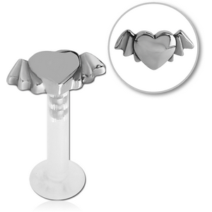 BIOFLEX INTERNAL LABRET WITH SURGICAL STEEL ATTACHMENT-WING HEART