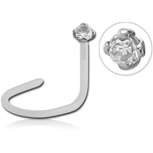 BIOFLEX INTERNAL CURVED NOSE STUD WITH 18K WHITE GOLD PRONG SET JEWELLED ATTACHMENT