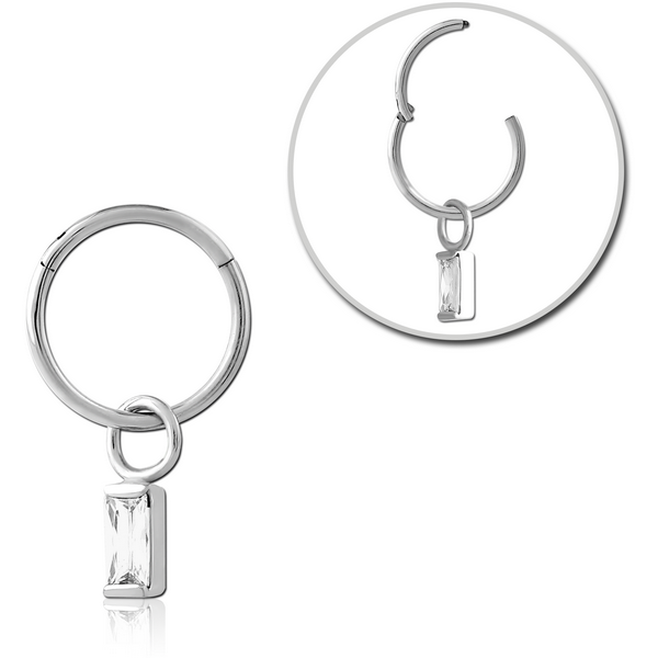 STERILE SURGICAL STEEL HINGED SEGMENT RING WITH JEWELLED CHARM