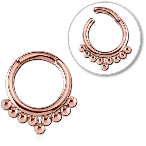 STERILE ROSE GOLD PVD COATED SURGICAL STEEL HINGED SEGMENT RING