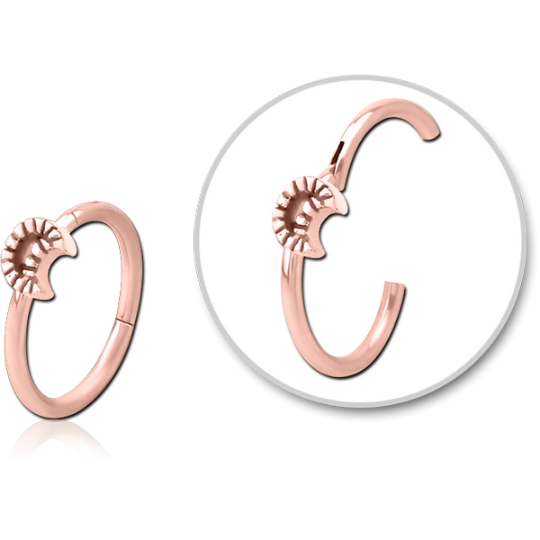 STERILE ROSE GOLD PVD COATED SURGICAL STEEL HINGED SEPTUM RING - CRESCENT