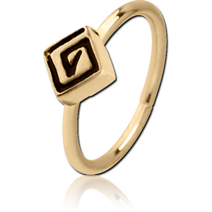 ZIRCON GOLD PVD COATED SURGICAL STEEL SEAMLESS RING - RHOMBUS