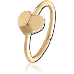 ZIRCON GOLD PVD COATED SURGICAL STEEL SEAMLESS RING - 3D HEART