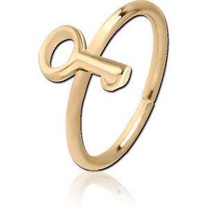 ZIRCON GOLD PVD COATED SURGICAL STEEL SEAMLESS RING - KEY