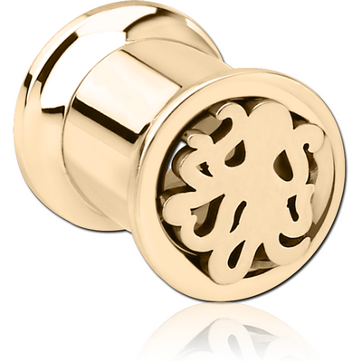 ZIRCON GOLD PVD COATED STAINLESS STEEL DOUBLE FLARED INTERNALLY CUT OUT THREADED TUNNEL - SQUID