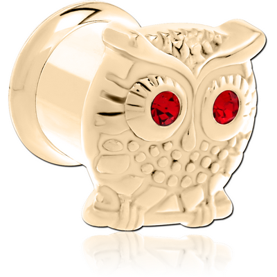 ZIRCON GOLD PVD COATED STAINLESS STEEL DOUBLE FLARED INTERNALLY THREADED TUNNEL - OWL