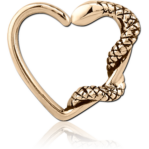 ZIRCON GOLD PVD COATED SURGICAL STEEL OPEN HEART SEAMLESS RING