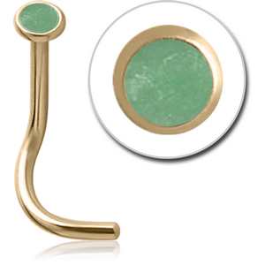 ZIRCON GOLD PVD COATED SURGICAL STEEL SEMI PRECIOUS CABOCHON CURVED NOSE STUD