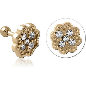 ZIRCON GOLD PVD COATED SURGICAL STEEL JEWELLED TRAGUS MICRO BARBELL