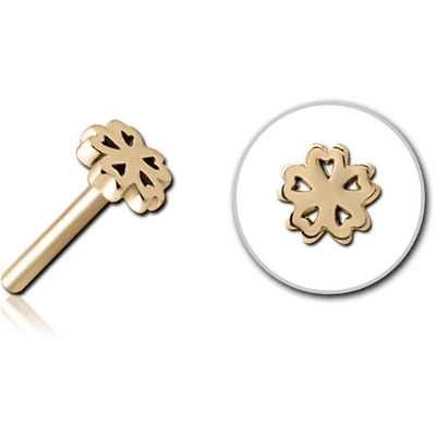 ZIRCON GOLD PVD COATED SURGICAL STEEL THREADLESS ATTACHMENT - CLOVER