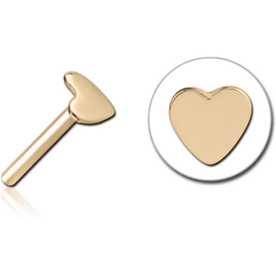 ZIRCON GOLD PVD COATED SURGICAL STEEL THREADLESS ATTACHMENT - HEART