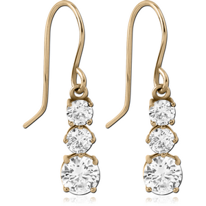 ZIRCON GOLD PVD COATED SURGICAL STEEL JEWELLED EARRINGS