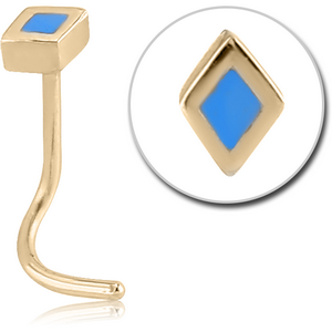 ZIRCON GOLD PVD COATED SURGICAL STEEL CURVED NOSE STUD - DIAMOND