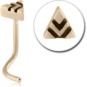 ZIRCON GOLD PVD COATED SURGICAL STEEL CURVED NOSE STUD - TRIANGLE