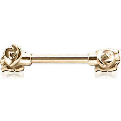 ZIRCON GOLD PVD COATED SURGICAL STEEL NIPPLE BAR