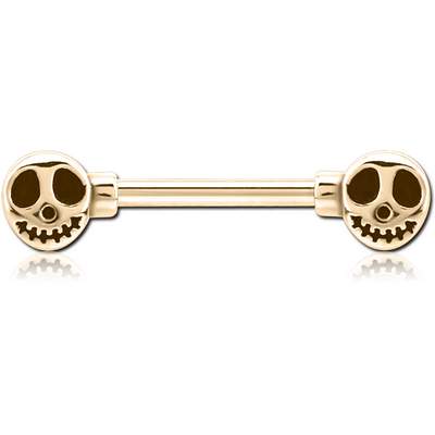 ZIRCON GOLD PVD COATED SURGICAL STEEL NIPPLE BAR - GHOST